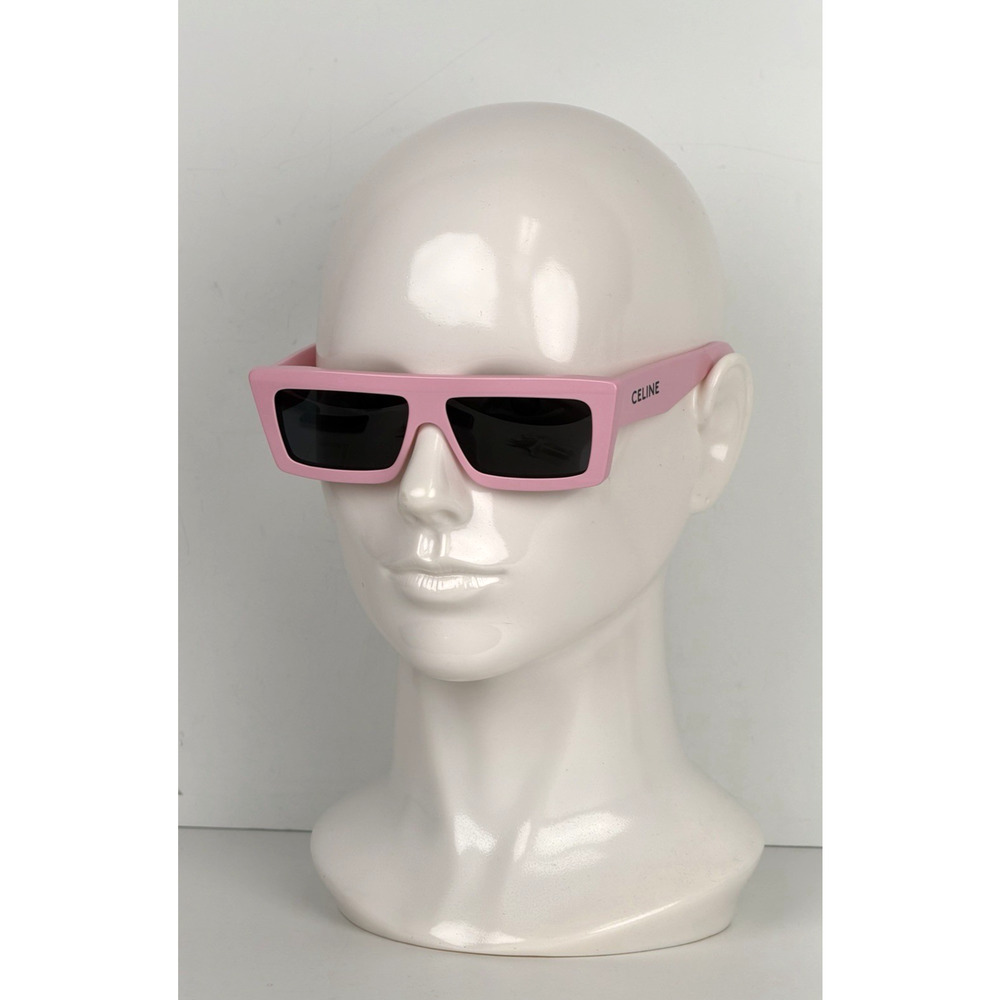 Celine Monochroms Rectangular Sunglasses in Glossy Pink Acetate Frame - Picture 1 of 9